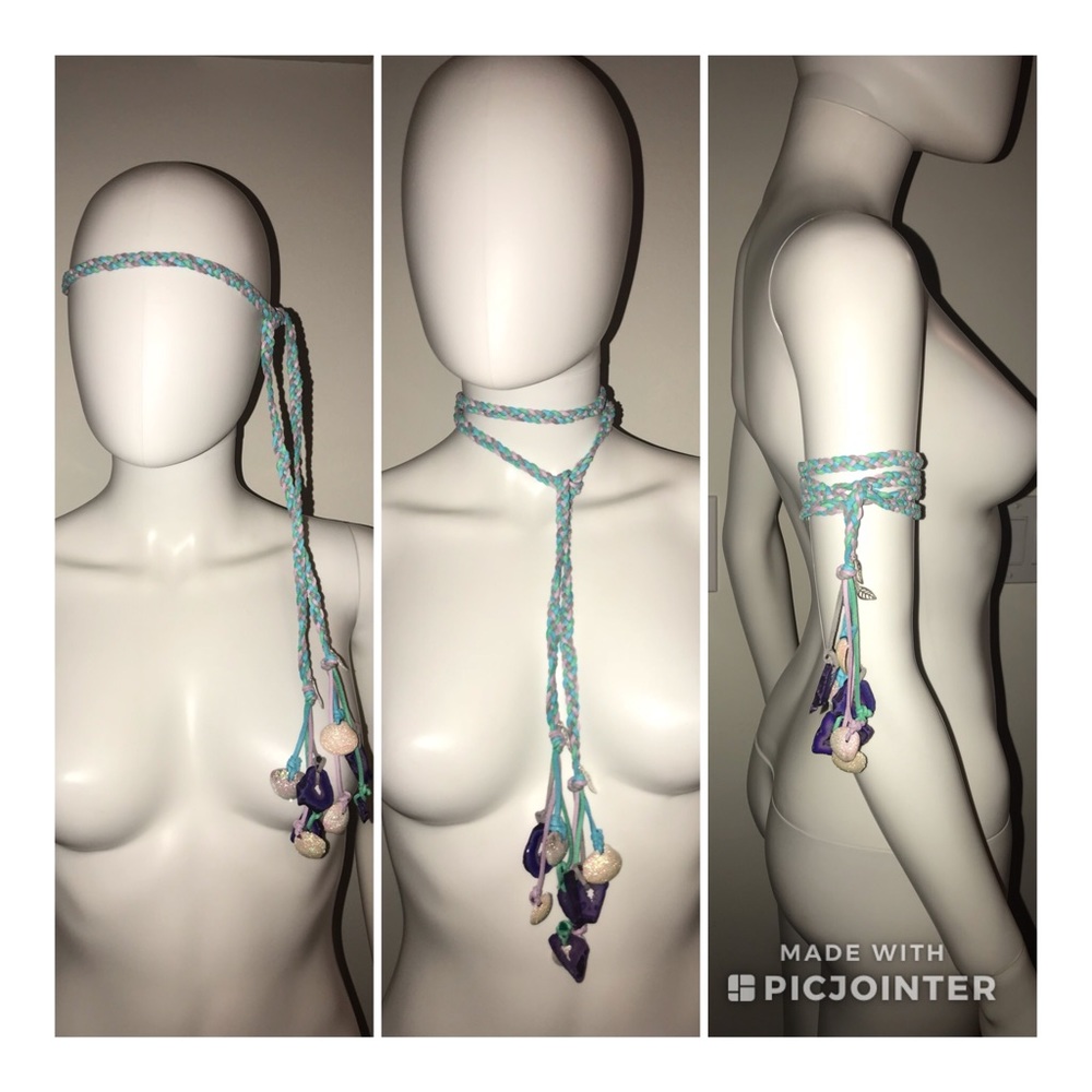 Vegan suede braided headband necklace belt armband